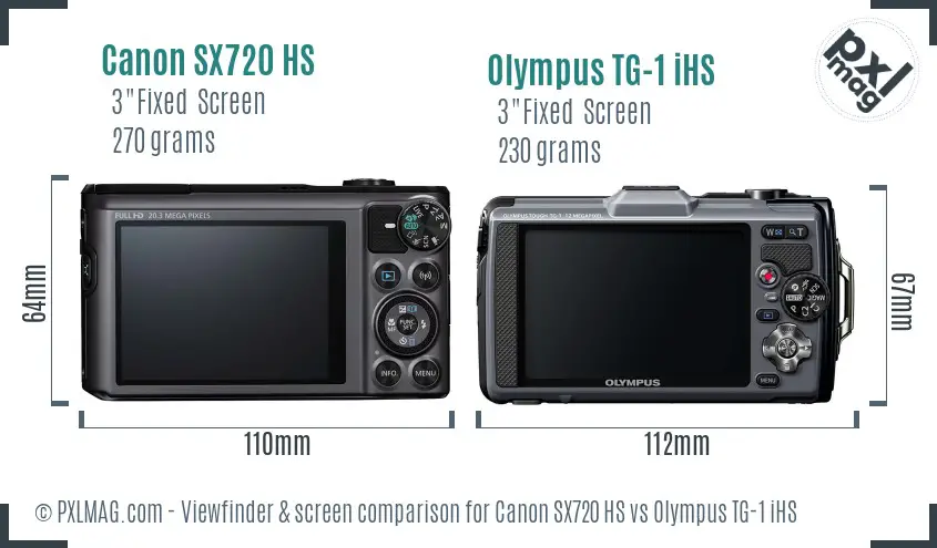 Canon SX720 HS vs Olympus TG-1 iHS Screen and Viewfinder comparison