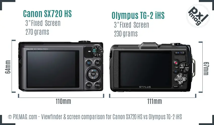 Canon SX720 HS vs Olympus TG-2 iHS Screen and Viewfinder comparison