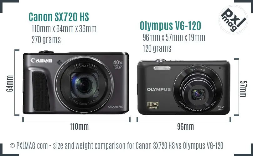 Canon SX720 HS vs Olympus VG-120 size comparison