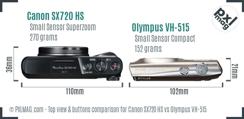 Canon SX720 HS vs Olympus VH-515 top view buttons comparison