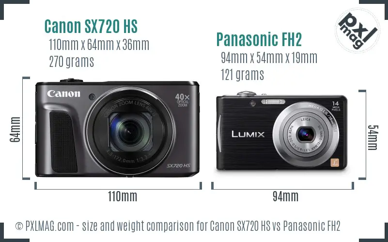 Canon SX720 HS vs Panasonic FH2 size comparison Canon SX720 HS vs Panasonic FH2 size comparison