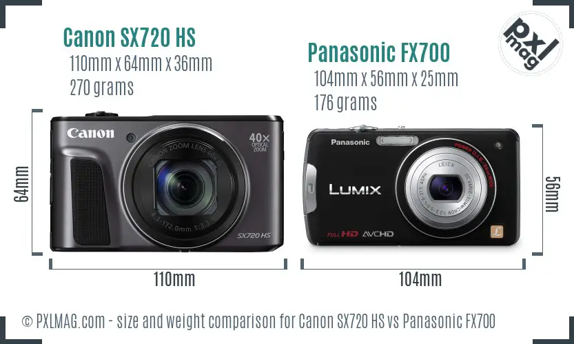 Canon SX720 HS vs Panasonic FX700 size comparison