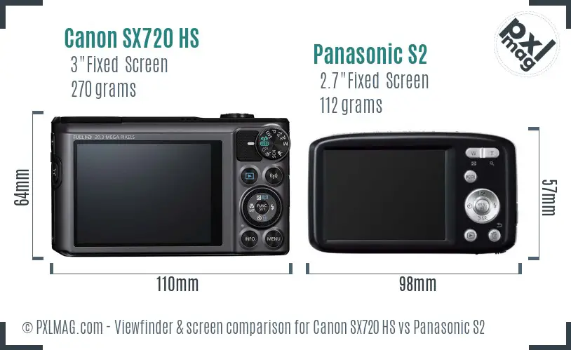 Canon SX720 HS vs Panasonic S2 Screen and Viewfinder comparison