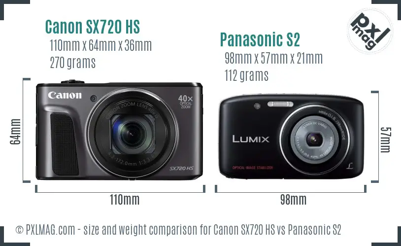 Canon SX720 HS vs Panasonic S2 size comparison