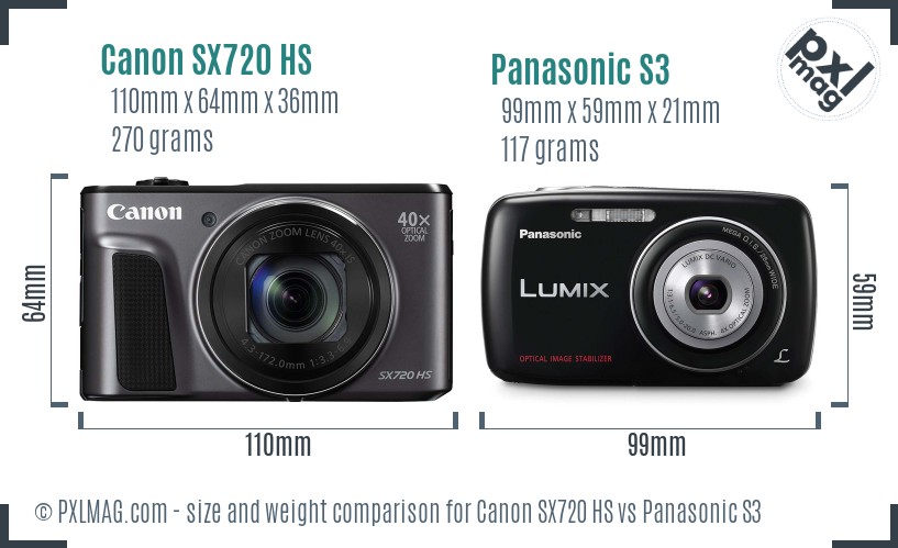 Canon SX720 HS vs Panasonic S3 size comparison Canon SX720 HS vs Panasonic S3 size comparison
