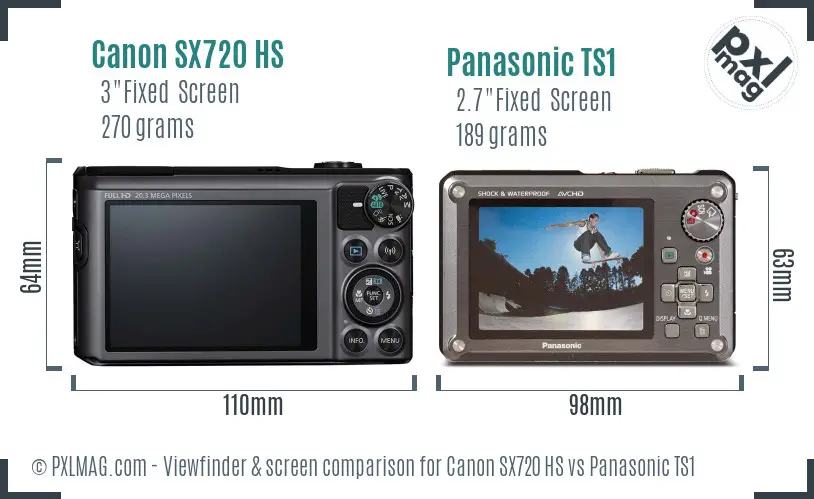 Canon SX720 HS vs Panasonic TS1 Screen and Viewfinder comparison