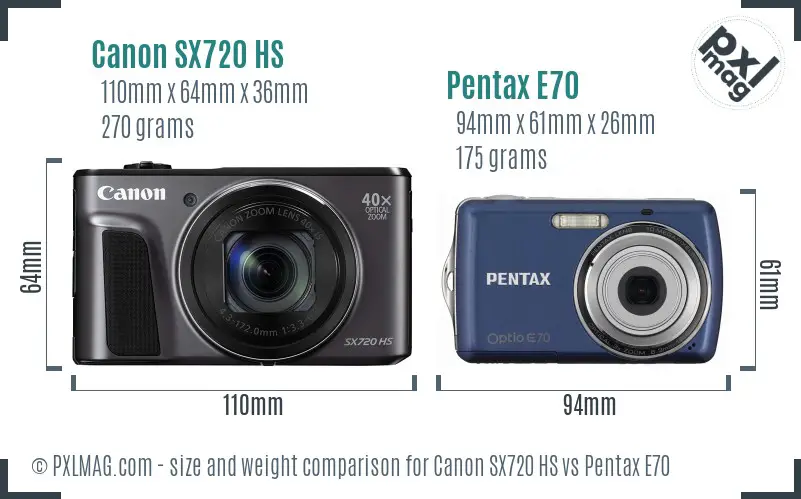 Canon SX720 HS vs Pentax E70 size comparison Canon SX720 HS vs Pentax E70 size comparison