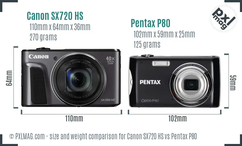 Canon SX720 HS vs Pentax P80 size comparison Canon SX720 HS vs Pentax P80 size comparison