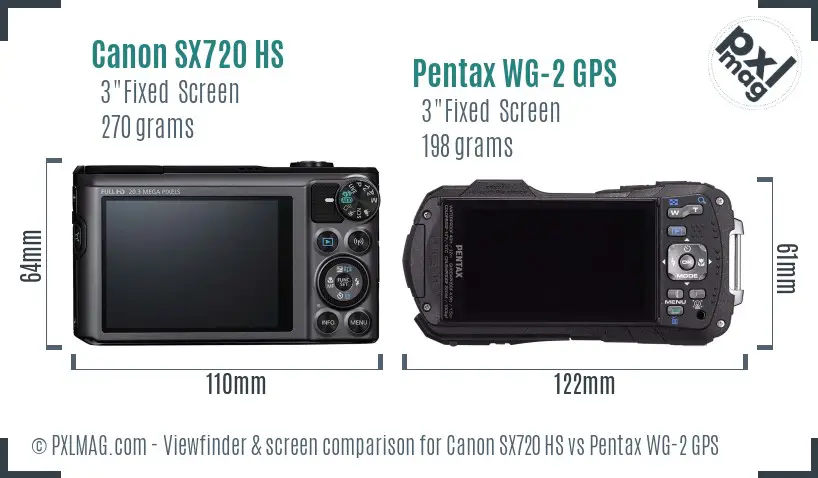 Canon SX720 HS vs Pentax WG-2 GPS Screen and Viewfinder comparison Canon SX720 HS vs Pentax WG-2 GPS Screen and Viewfinder comparison