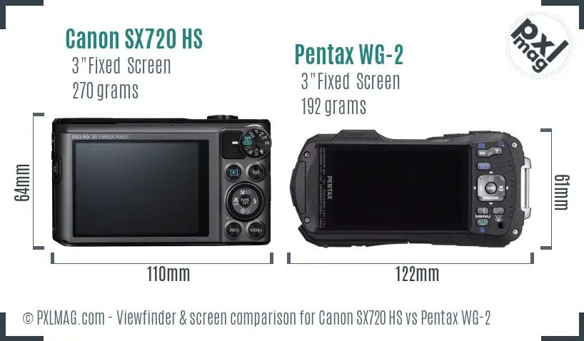 Canon SX720 HS vs Pentax WG-2 Screen and Viewfinder comparison Canon SX720 HS vs Pentax WG-2 Screen and Viewfinder comparison