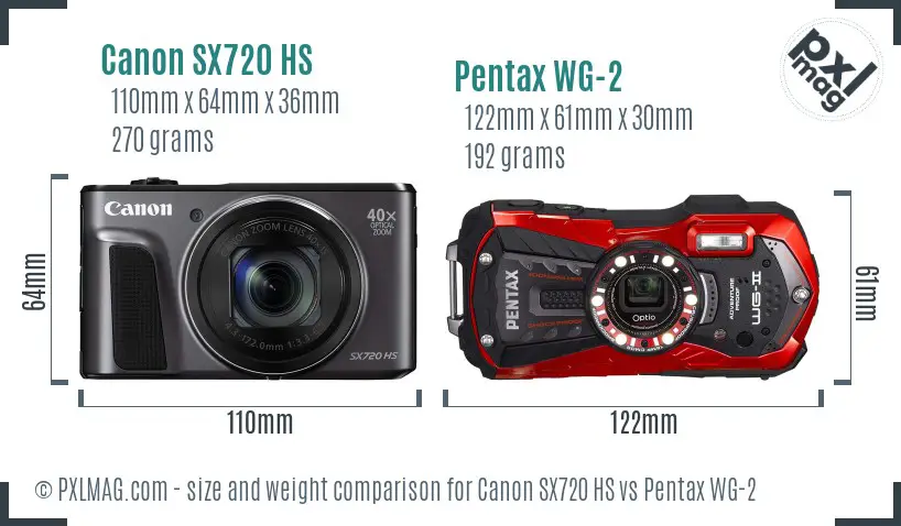 Canon SX720 HS vs Pentax WG-2 size comparison Canon SX720 HS vs Pentax WG-2 size comparison