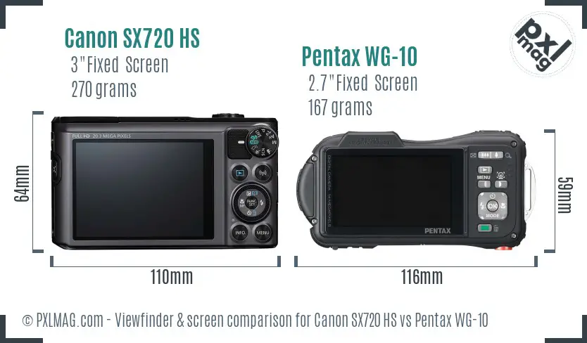 Canon SX720 HS vs Pentax WG-10 Screen and Viewfinder comparison Canon SX720 HS vs Pentax WG-10 Screen and Viewfinder comparison