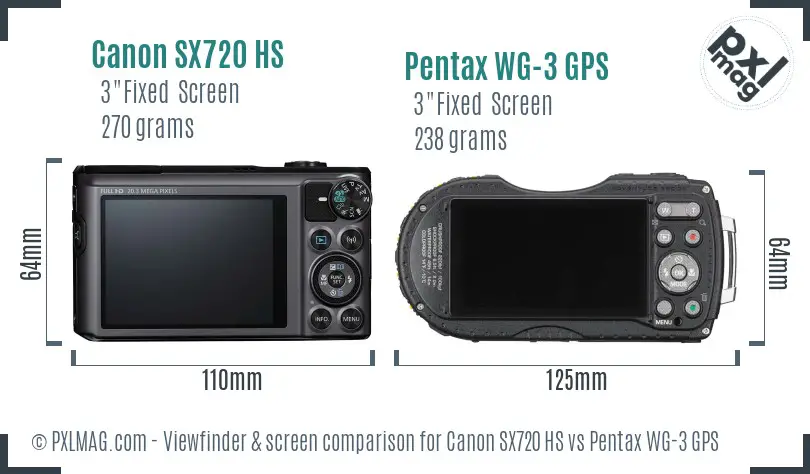 Canon SX720 HS vs Pentax WG-3 GPS Screen and Viewfinder comparison Canon SX720 HS vs Pentax WG-3 GPS Screen and Viewfinder comparison