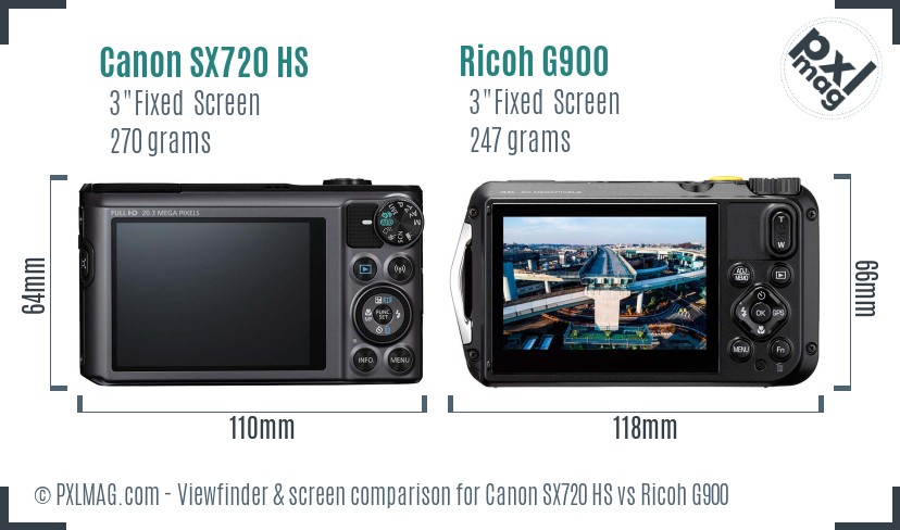 Canon SX720 HS vs Ricoh G900 Screen and Viewfinder comparison