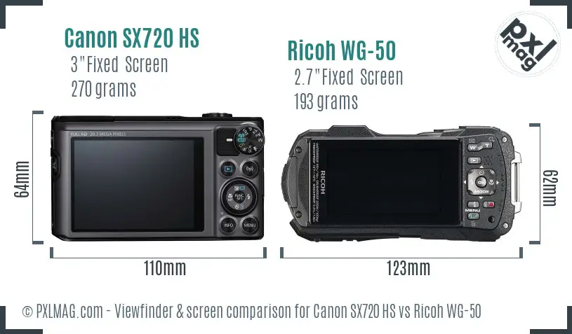 Canon SX720 HS vs Ricoh WG-50 Screen and Viewfinder comparison Canon SX720 HS vs Ricoh WG-50 Screen and Viewfinder comparison