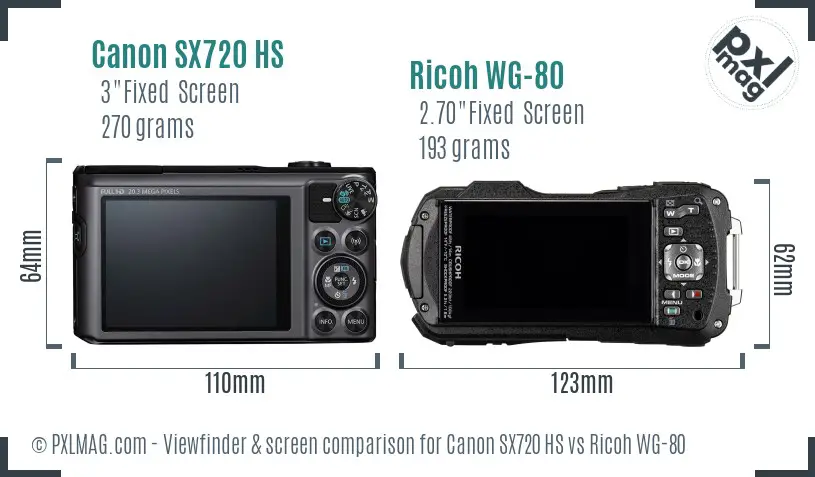 Canon SX720 HS vs Ricoh WG-80 Screen and Viewfinder comparison Canon SX720 HS vs Ricoh WG-80 Screen and Viewfinder comparison