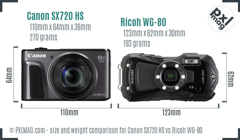 Canon SX720 HS vs Ricoh WG-80 size comparison Canon SX720 HS vs Ricoh WG-80 size comparison