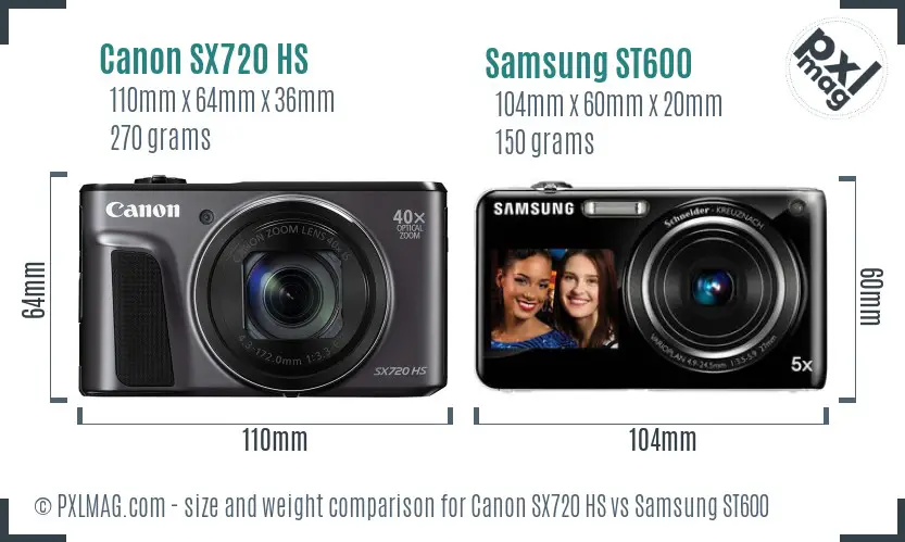 Canon SX720 HS vs Samsung ST600 size comparison Canon SX720 HS vs Samsung ST600 size comparison