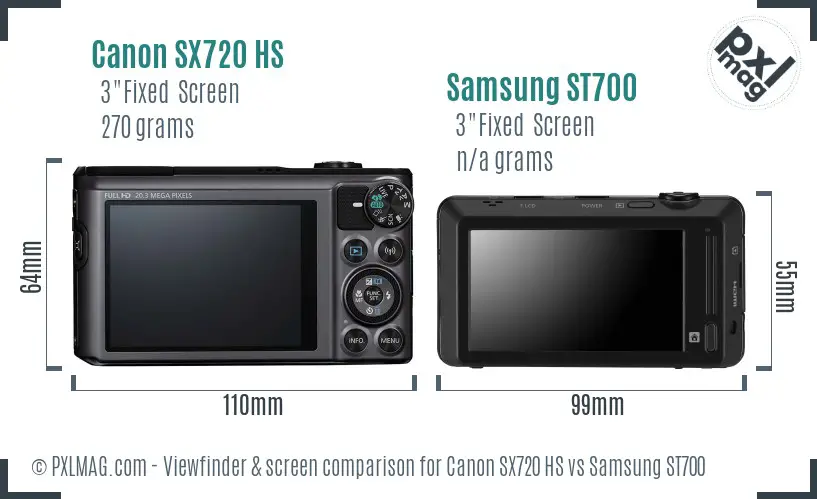 Canon SX720 HS vs Samsung ST700 Screen and Viewfinder comparison