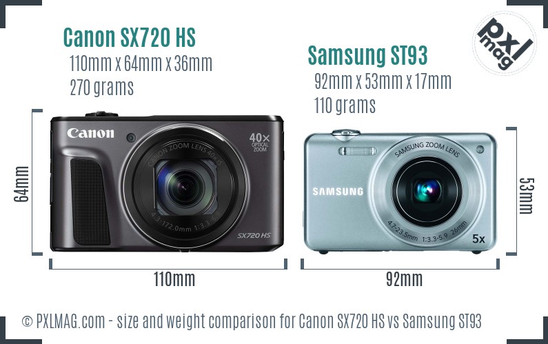 Canon SX720 HS vs Samsung ST93 size comparison Canon SX720 HS vs Samsung ST93 size comparison