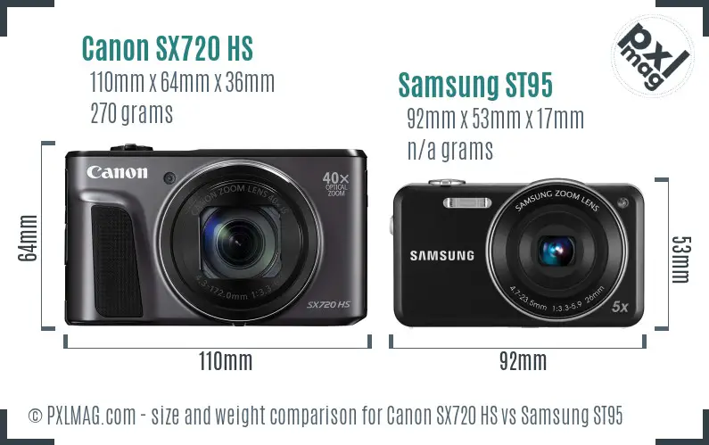 Canon SX720 HS vs Samsung ST95 size comparison Canon SX720 HS vs Samsung ST95 size comparison