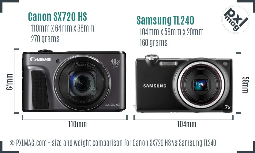 Canon SX720 HS vs Samsung TL240 size comparison Canon SX720 HS vs Samsung TL240 size comparison