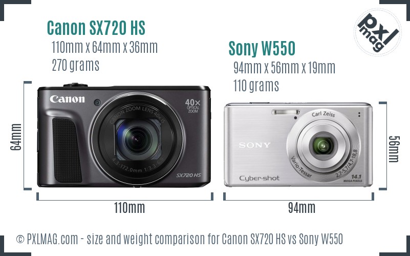 Canon SX720 HS vs Sony W550 size comparison Canon SX720 HS vs Sony W550 size comparison