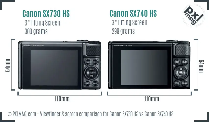 Canon SX730 HS vs Canon SX740 HS Screen and Viewfinder comparison