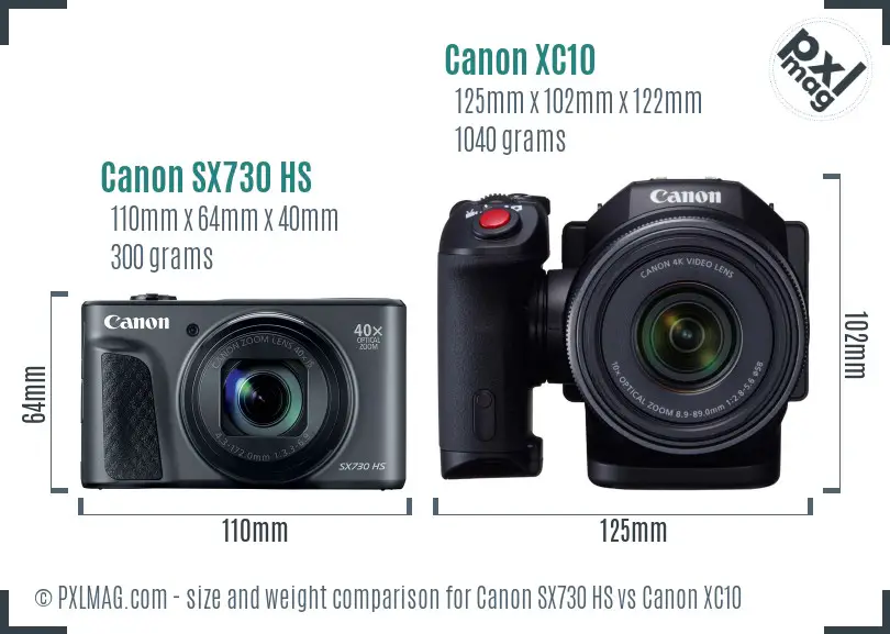 Canon SX730 HS vs Canon XC10 size comparison Canon SX730 HS vs Canon XC10 size comparison