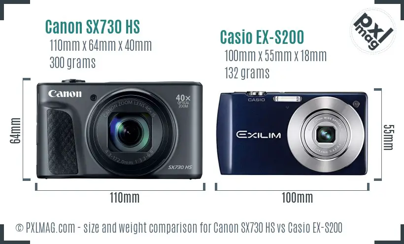 Canon SX730 HS vs Casio EX-S200 size comparison Canon SX730 HS vs Casio EX-S200 size comparison