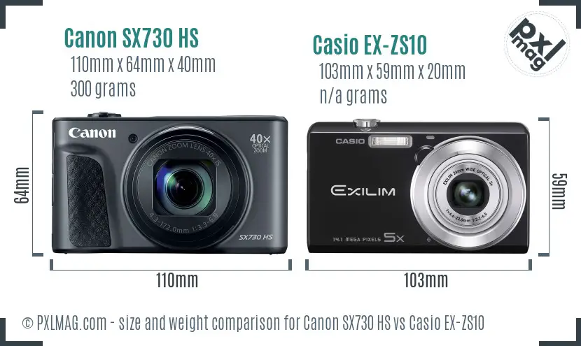 Canon SX730 HS vs Casio EX-ZS10 size comparison Canon SX730 HS vs Casio EX-ZS10 size comparison