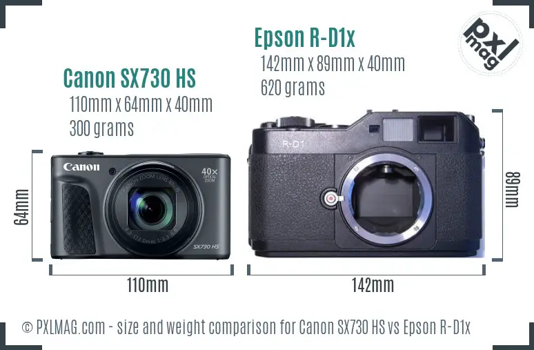 Canon SX730 HS vs Epson R-D1x size comparison Canon SX730 HS vs Epson R-D1x size comparison