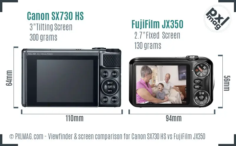 Canon SX730 HS vs FujiFilm JX350 Screen and Viewfinder comparison Canon SX730 HS vs FujiFilm JX350 Screen and Viewfinder comparison
