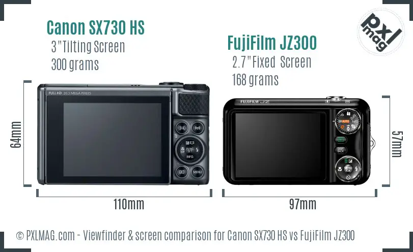 Canon SX730 HS vs FujiFilm JZ300 Screen and Viewfinder comparison