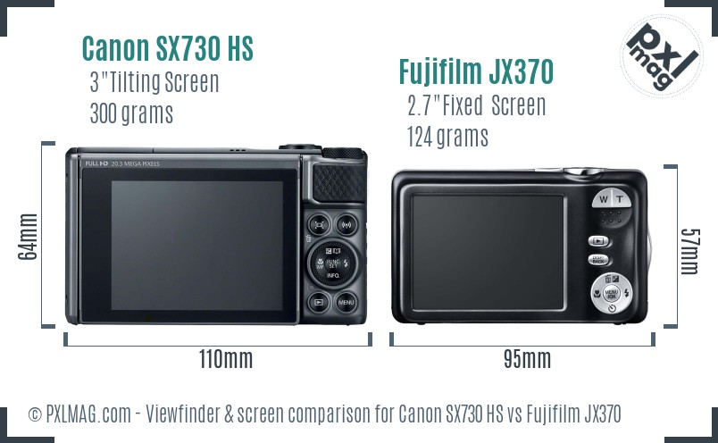 Canon SX730 HS vs Fujifilm JX370 Screen and Viewfinder comparison
