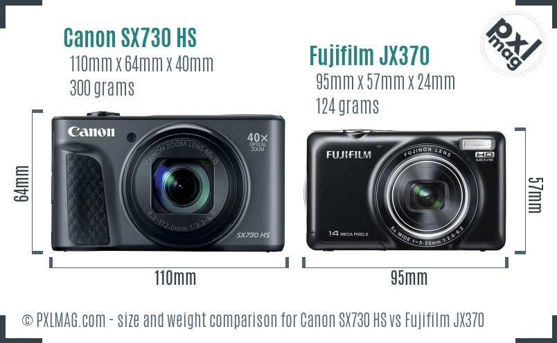 Canon SX730 HS vs Fujifilm JX370 size comparison