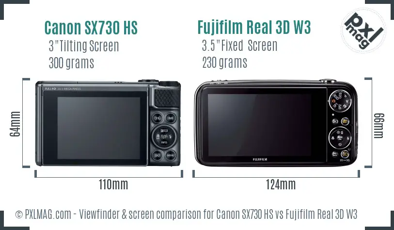 Canon SX730 HS vs Fujifilm Real 3D W3 Screen and Viewfinder comparison Canon SX730 HS vs Fujifilm Real 3D W3 Screen and Viewfinder comparison
