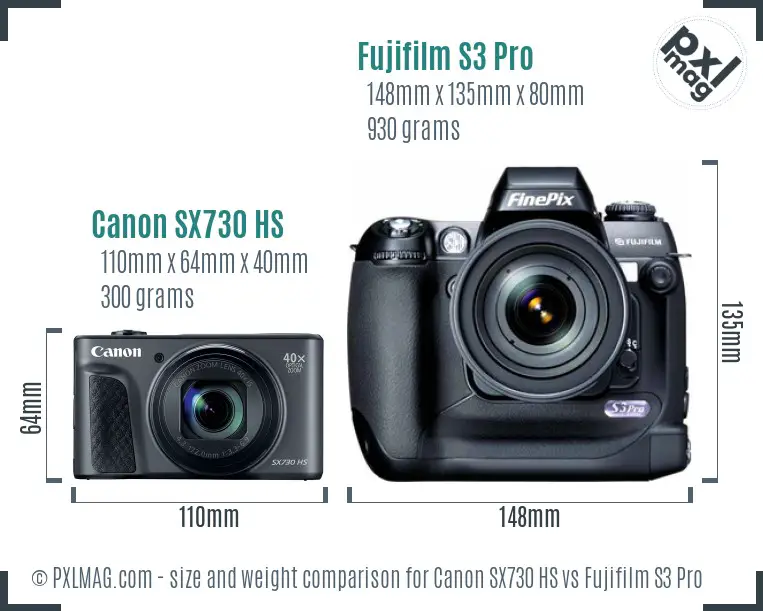 Canon SX730 HS vs Fujifilm S3 Pro size comparison Canon SX730 HS vs Fujifilm S3 Pro size comparison