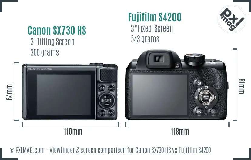 Canon SX730 HS vs Fujifilm S4200 Screen and Viewfinder comparison Canon SX730 HS vs Fujifilm S4200 Screen and Viewfinder comparison