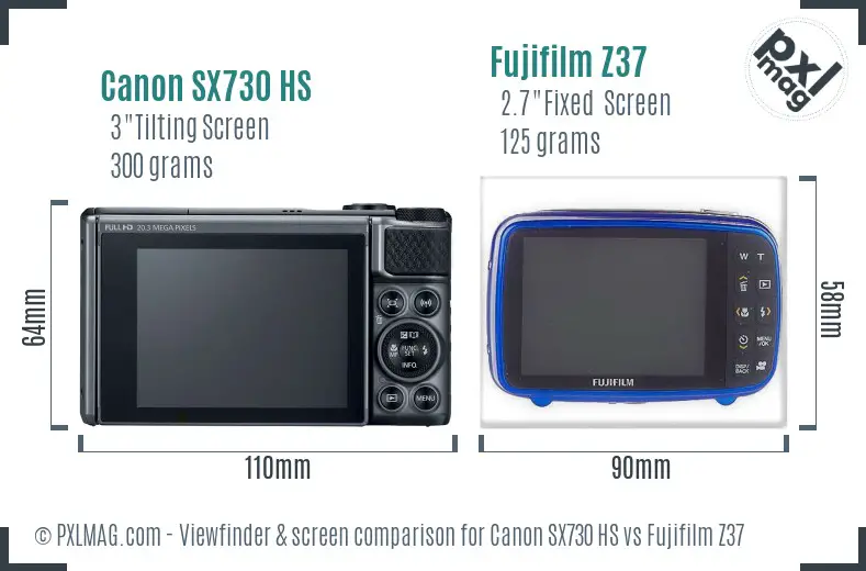 Canon SX730 HS vs Fujifilm Z37 Screen and Viewfinder comparison Canon SX730 HS vs Fujifilm Z37 Screen and Viewfinder comparison