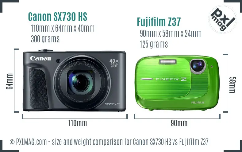 Canon SX730 HS vs Fujifilm Z37 size comparison Canon SX730 HS vs Fujifilm Z37 size comparison