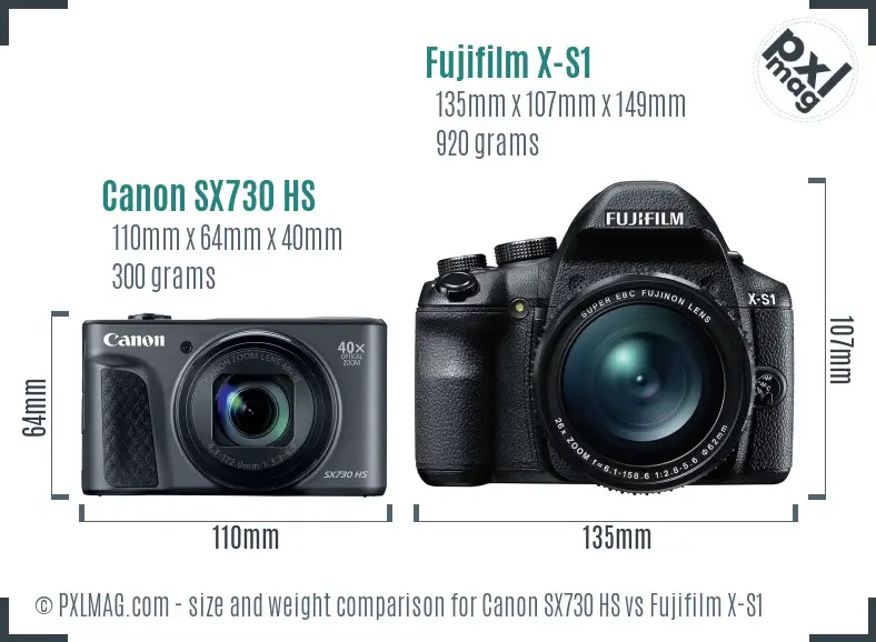 Canon SX730 HS vs Fujifilm X-S1 size comparison Canon SX730 HS vs Fujifilm X-S1 size comparison