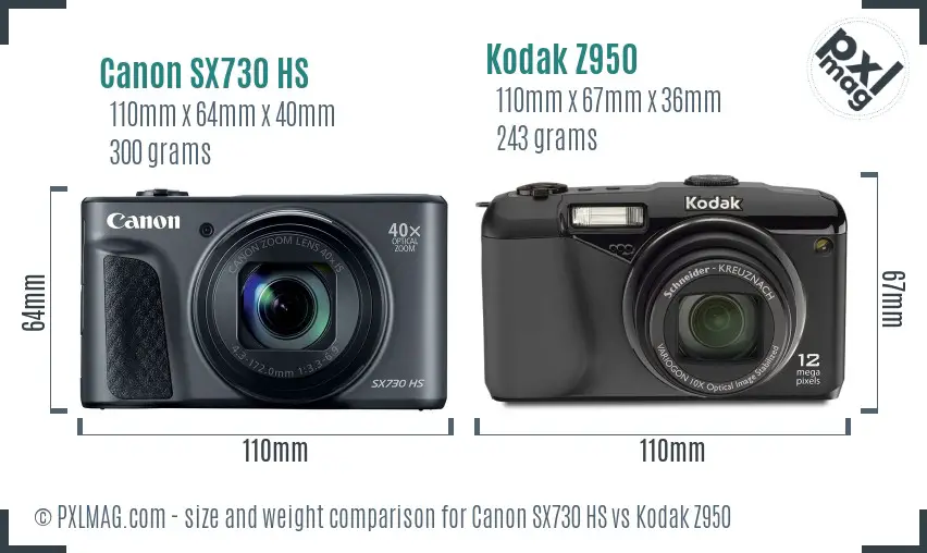 Canon SX730 HS vs Kodak Z950 size comparison Canon SX730 HS vs Kodak Z950 size comparison