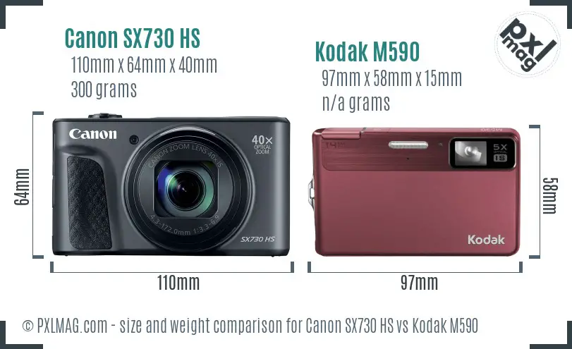 Canon SX730 HS vs Kodak M590 size comparison