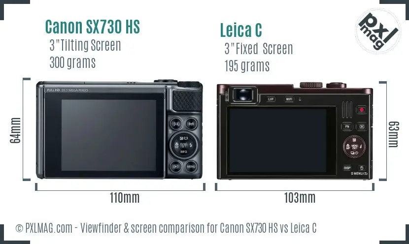 Canon SX730 HS vs Leica C Screen and Viewfinder comparison