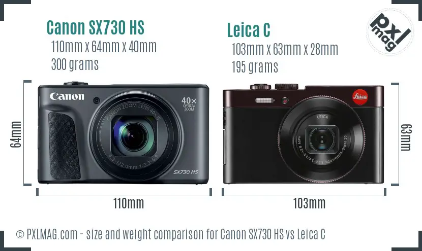 Canon SX730 HS vs Leica C size comparison