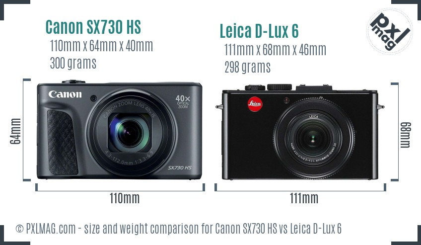Canon SX730 HS vs Leica D-Lux 6 size comparison Canon SX730 HS vs Leica D-Lux 6 size comparison