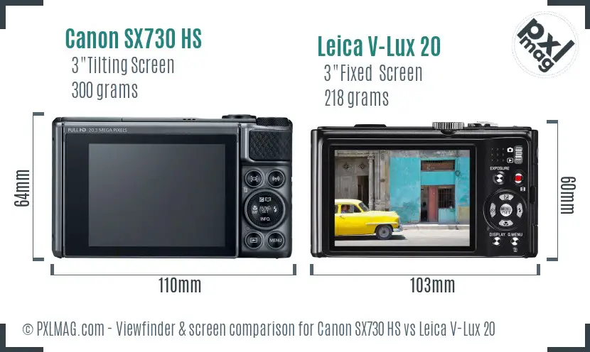Canon SX730 HS vs Leica V-Lux 20 Screen and Viewfinder comparison