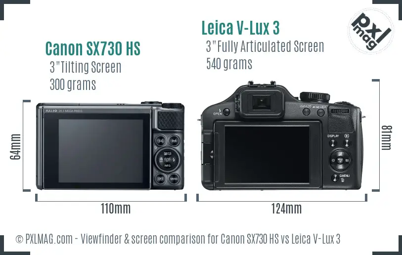 Canon SX730 HS vs Leica V-Lux 3 Screen and Viewfinder comparison Canon SX730 HS vs Leica V-Lux 3 Screen and Viewfinder comparison