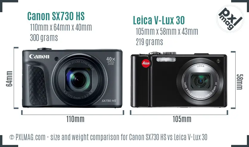 Canon SX730 HS vs Leica V-Lux 30 size comparison